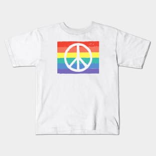 RAINBOW WITH PEACE SIGN Kids T-Shirt